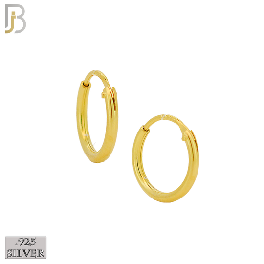 925-ES310G - .925 Sterling Silver in Gold Plating Plain Hoop Earrings image 3