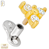 14-G23-DM19 - 14k Titanium Anchor and 14k Gold Top Three CZ in Prong Setting Dermal - Internally Threaded image 1