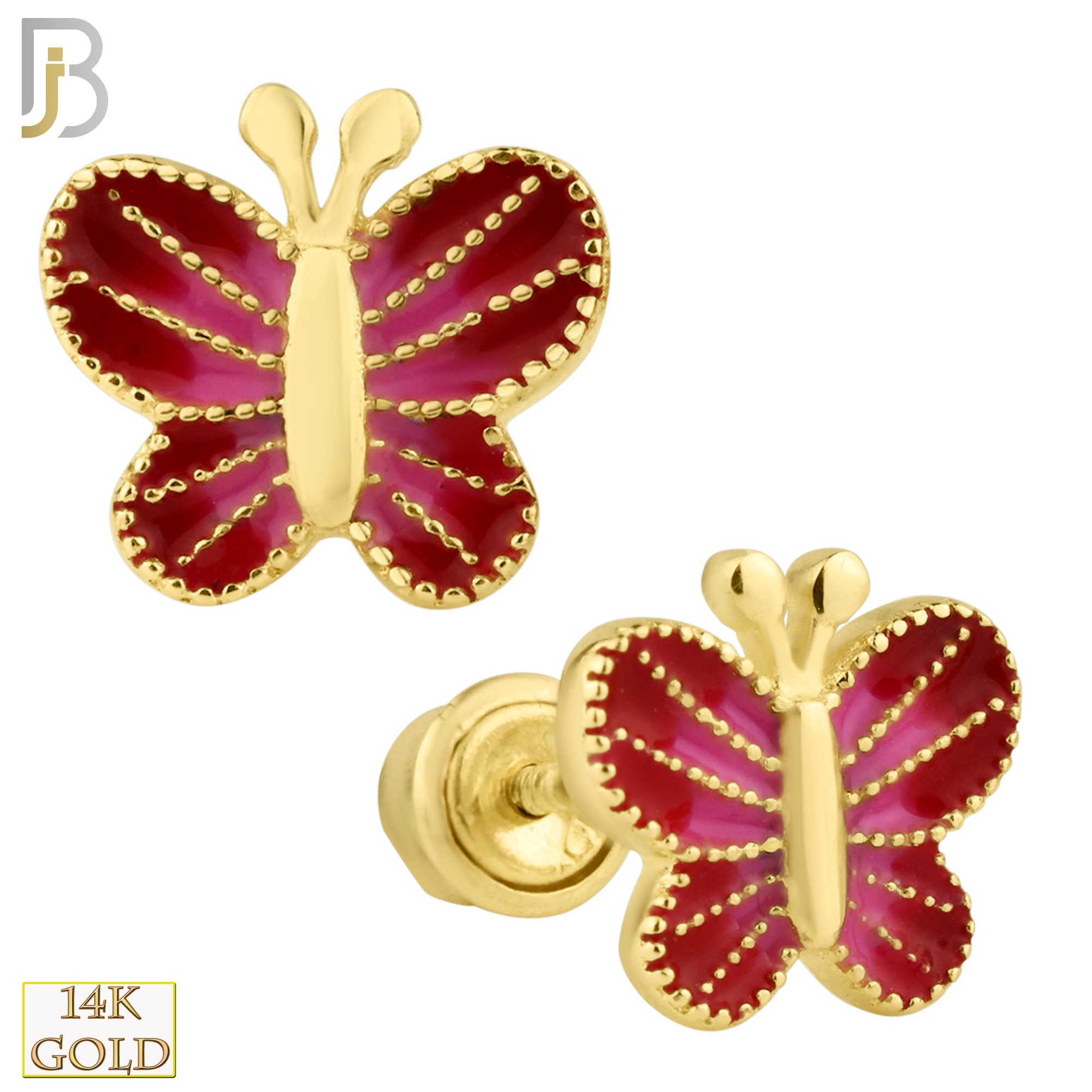 14-ES97 - 14k Solid Gold Butterfly Stud Earring image 0