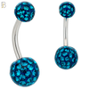 NB19 - 316L Surgical Steel Screw Coated Multi Gem Ball Banana Belly Ring  (PACK OF 6) image 2