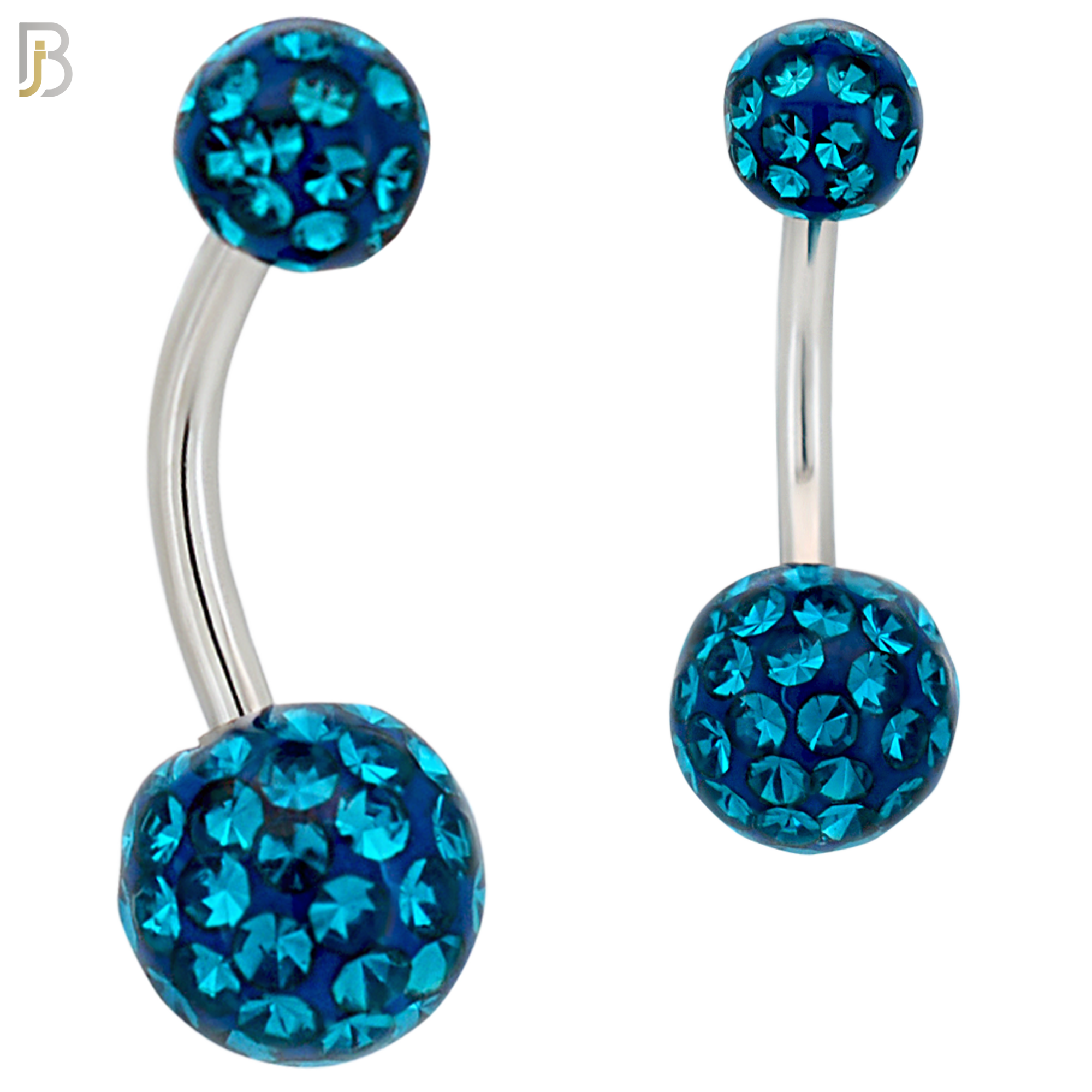 NB19 - 316L Surgical Steel Screw Coated Multi Gem Ball Banana Belly Ring  (PACK OF 6) image 2
