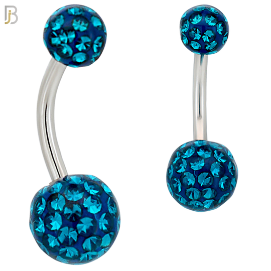 NB19 - 316L Surgical Steel Screw Coated Multi Gem Ball Banana Belly Ring  (PACK OF 6) image 2