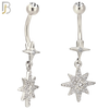 N0147 - 316L Surgical Steel Dangling CZ Studded Starburst Belly Ring image 1
