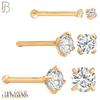 14-NR01L - 14k Solid Gold Prong Round Lab Diamond Jewelry Nose Bone image 2