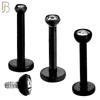 LB07K - 316L Surgical Steel Black Plated Bar Press Fit Zircon Bezel Monroe Labret Screw Internally Threaded  Flat Back (PACK OF 6) image 0