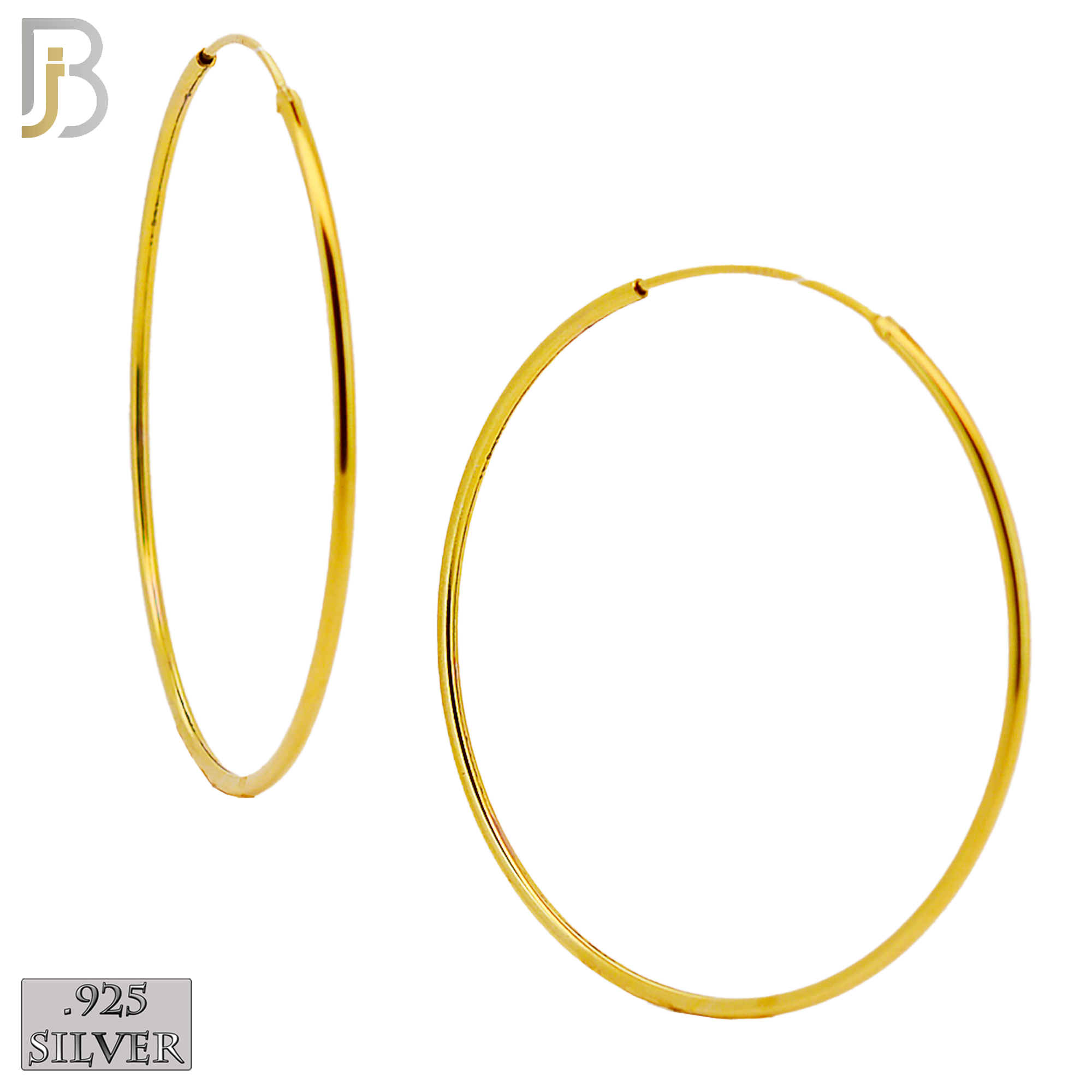 925-ES310G - .925 Sterling Silver in Gold Plating Plain Hoop Earrings image 11