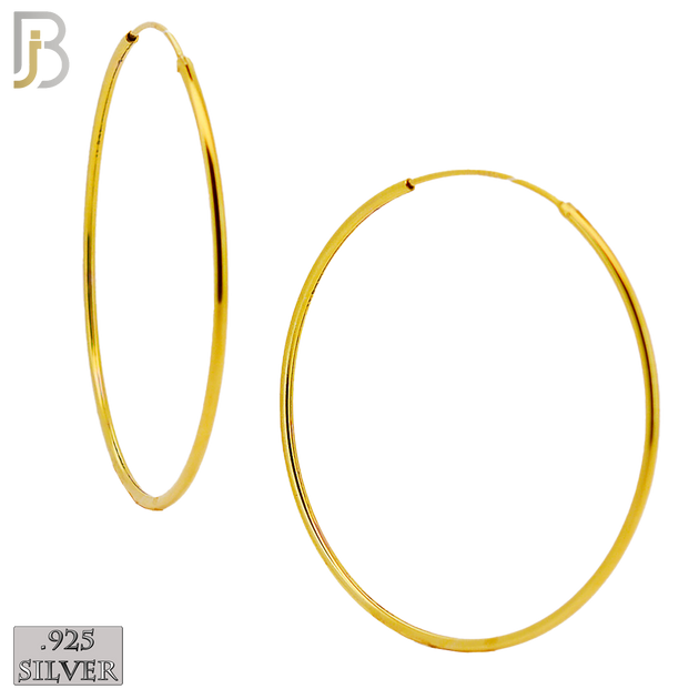 925-ES310G - .925 Sterling Silver in Gold Plating Plain Hoop Earrings image 11