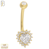14-NB20 - 14k Solid Gold Banana Belly Ring with 8.5mm Heart Prong Design image 0