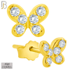 925-ES421 - Push Back -  925 Sterling Silver Butterfly with Multi CZ Stud Earrings image 1
