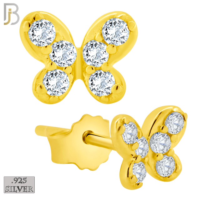 925-ES421 - Push Back -  925 Sterling Silver Butterfly with Multi CZ Stud Earrings image 1