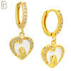 ES508 - 316L Stainless Steel Dangling Heart Woman Huggies Earrings image 2