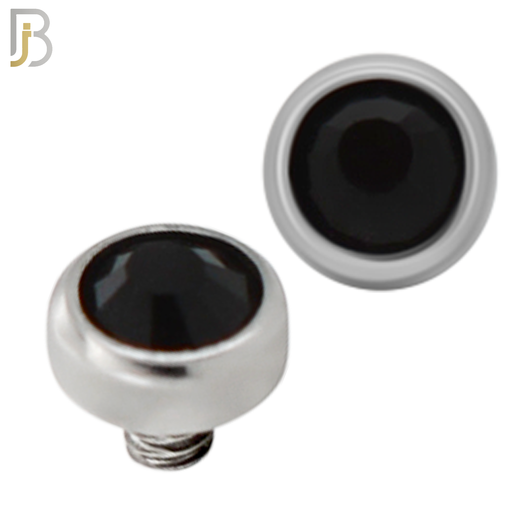DM01SK - Surgical Steel Dermal Bezel Black Cubic Zirconia 1.2mm Screw Top (PACK OF 6) image 2