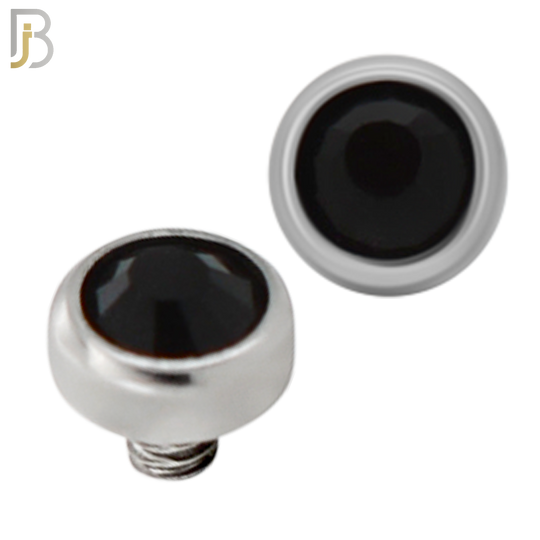 DM01SK - Surgical Steel Dermal Bezel Black Cubic Zirconia 1.2mm Screw Top (PACK OF 6) image 2