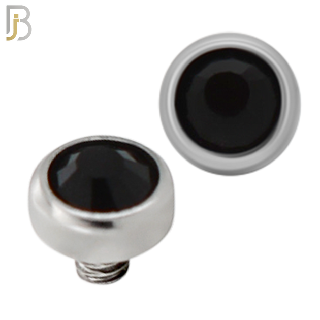 DM01SK - Surgical Steel Dermal Bezel Black Cubic Zirconia 1.2mm Screw Top (PACK OF 6) image 2