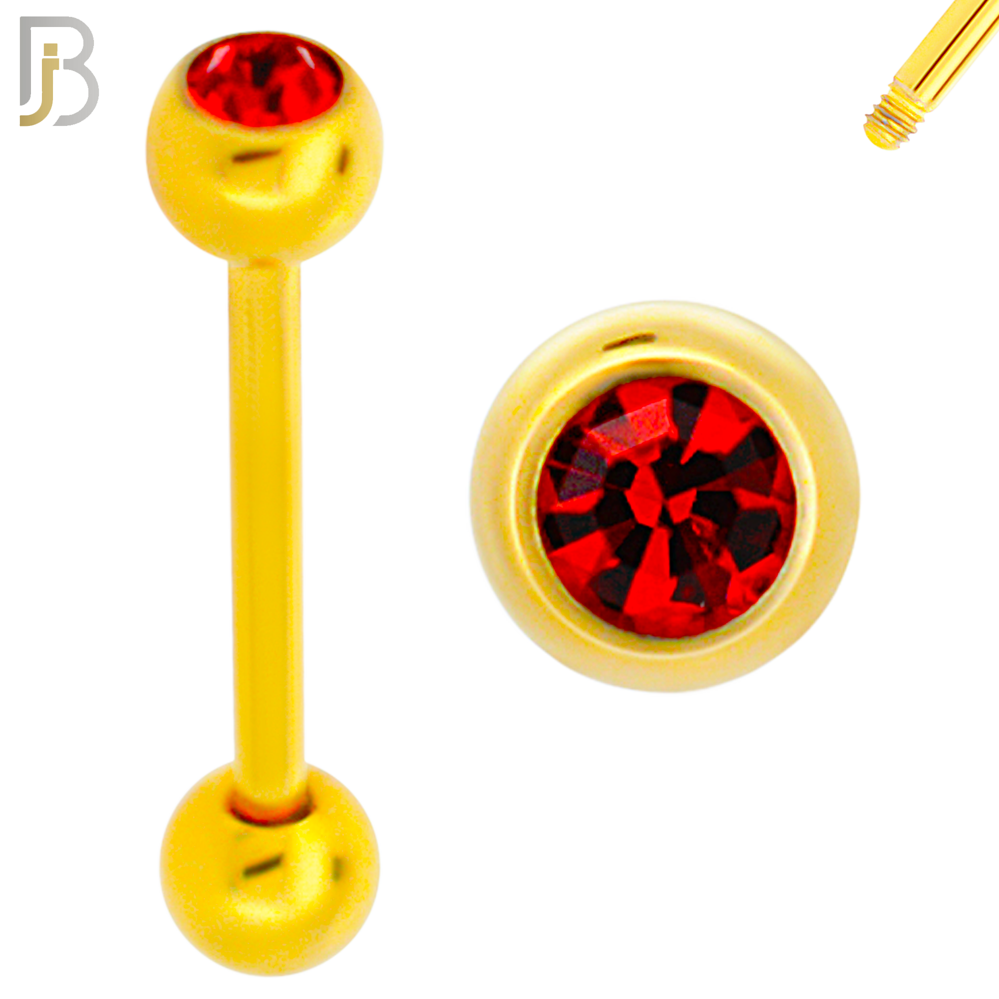 BB05G-5 - 316L Surgical Steel Screw Gold Plated Barbell with 5mm Bezel Ball External Threaded (PACK OF 6) image 2