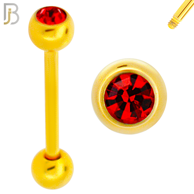 BB05G-5 - 316L Surgical Steel Screw Gold Plated Barbell with 5mm Bezel Ball External Threaded (PACK OF 6) image 2