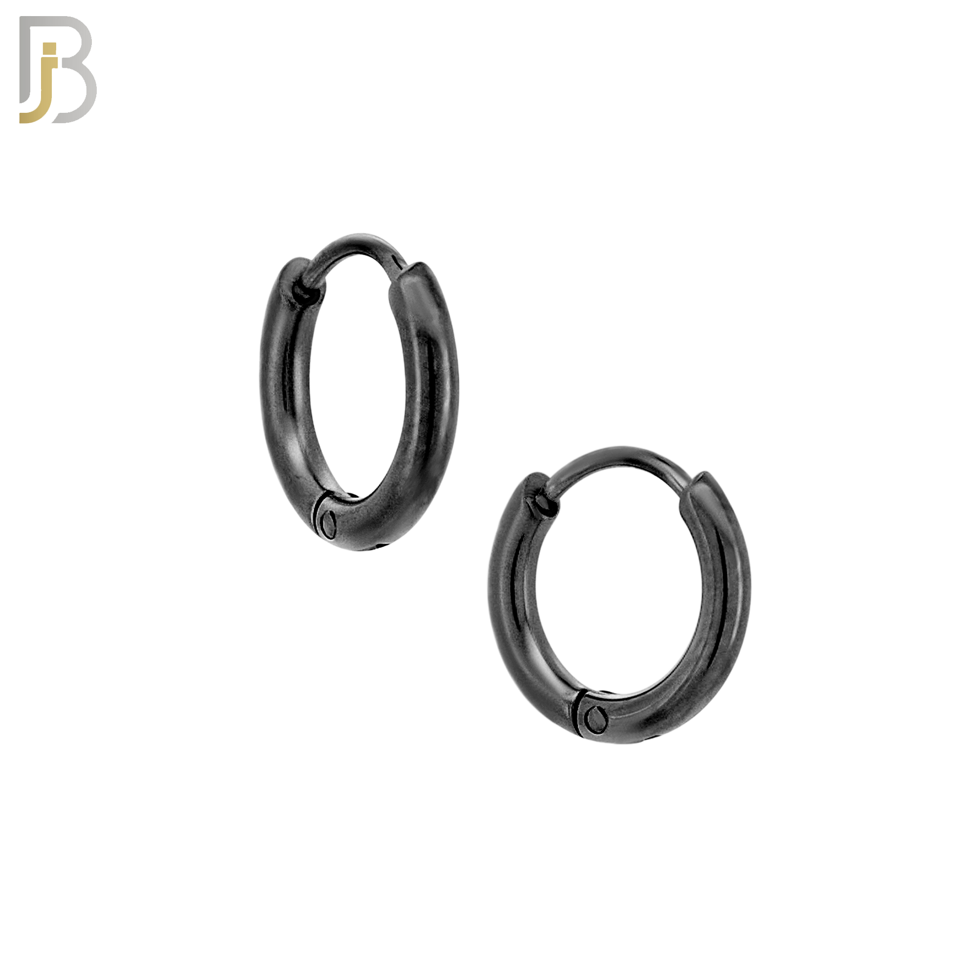 ES95K - 316L Stainless Steel Black Plated 2mm Thickness Plain Hoops Design Huggies Clip On - 8mm image