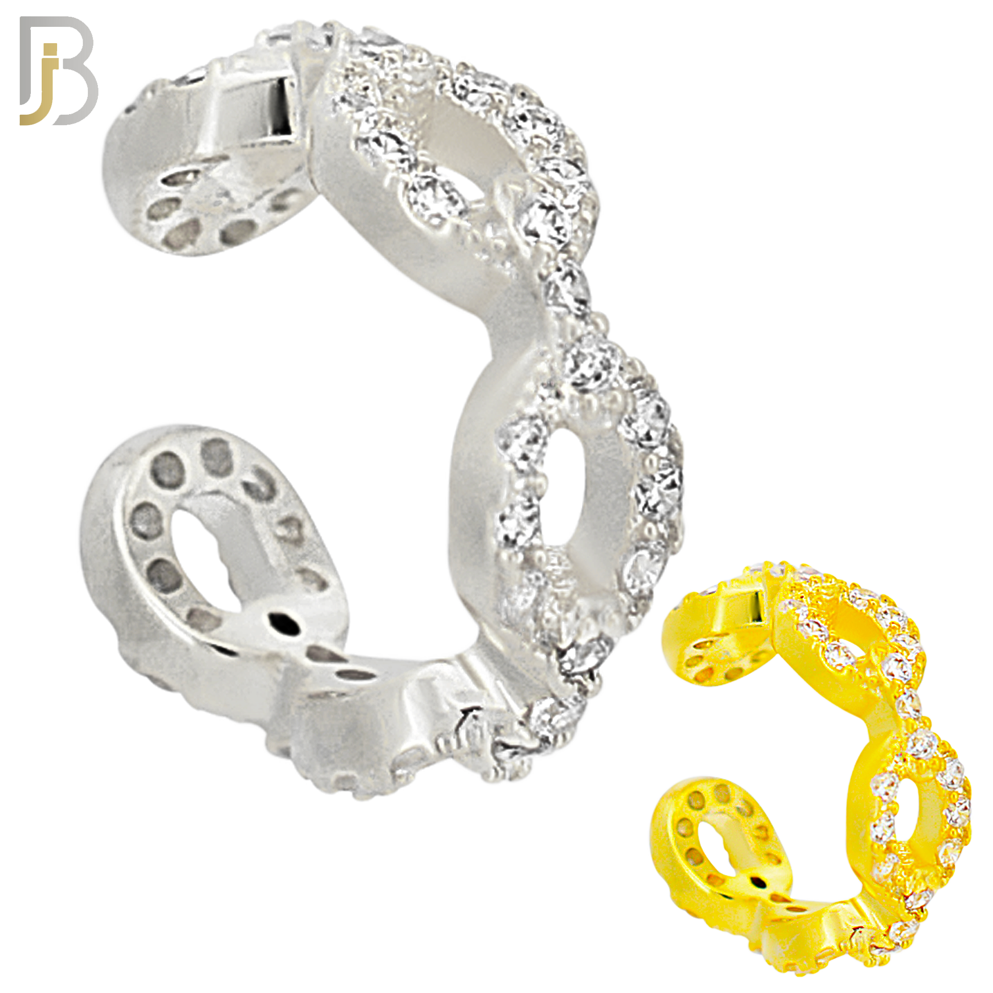 FES004 -  Chain Link with Zircon Ear Cuff in Brass (Sold Per Piece) image 0