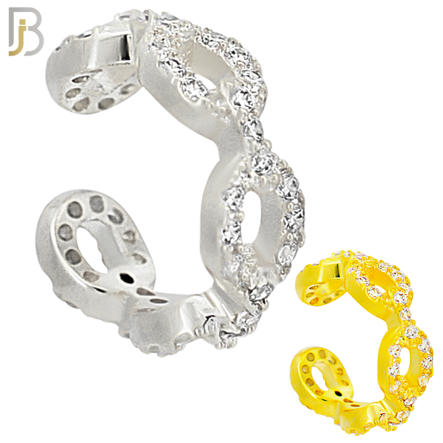 FES004 -  Chain Link with Zircon Ear Cuff in Brass (Sold Per Piece) image 0