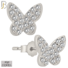 925-ES316 - Push Back - .925 Sterling Silver Butterfly with Multi CZ Stud Earrings image 1
