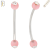 EC07G - 316L Surgical Steel Glow in the Dark Acrylic Ball with Clear Zircon Curved Barbell Externally Threaded (PACK OF 6) image 2