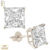 14-ES72WC - 14k Solid White Gold Princess Cut Square Casting Earrings Stud image 1