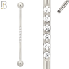 BB23 - 316L Surgical Steel Screw Bar Multi CZ Paved Design Barbell Industrial (PACK OF 4) image 2