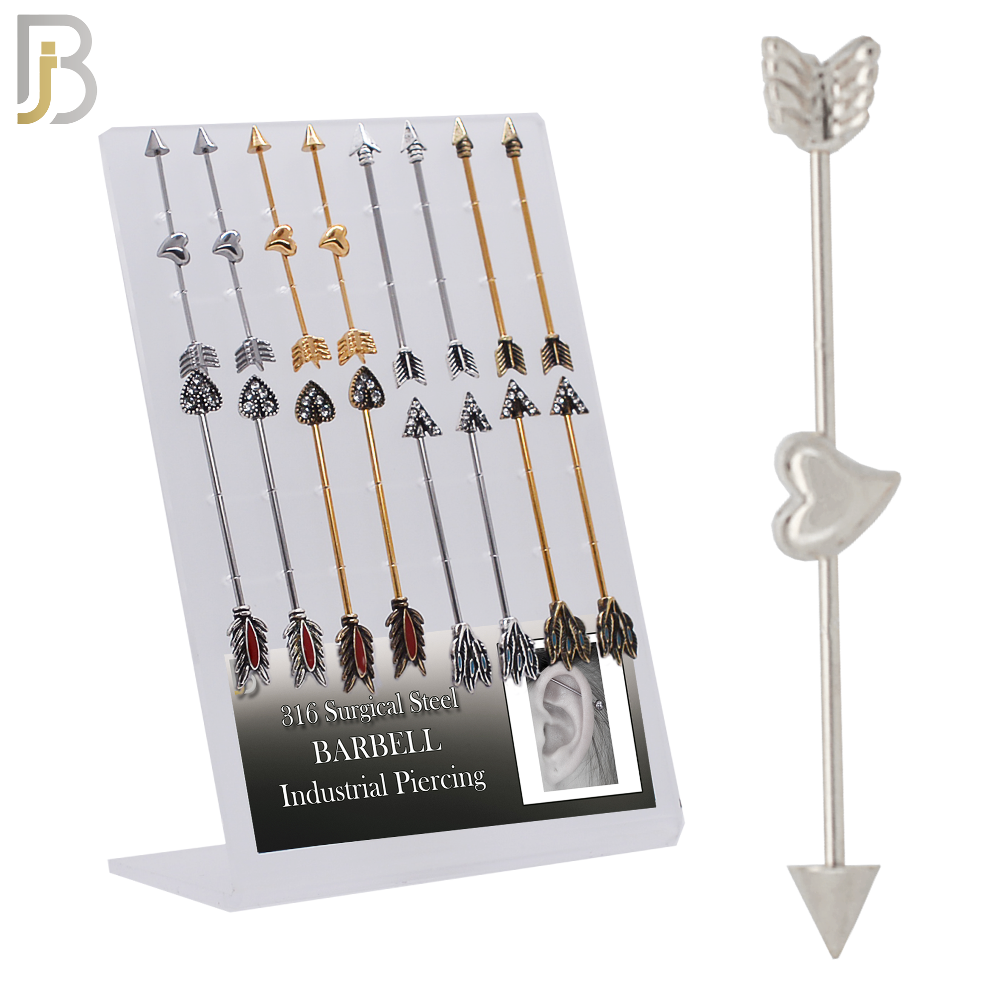 PK-BB10M - 316 Surgical Steel Industrial Barbell with Arrow Design image 0