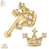 14-NR29 - 14k Solid Gold Nose Bone Crown Design with Zircon image 0
