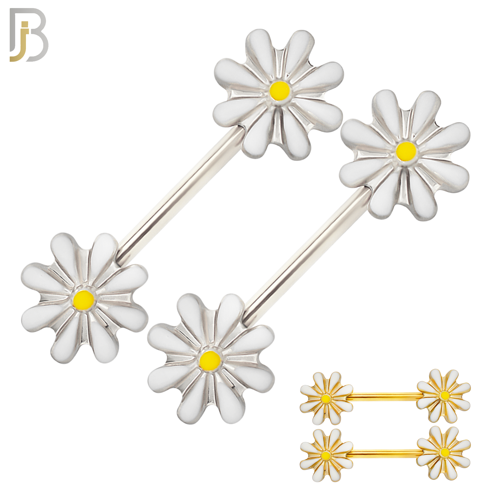 NP08 - 316L Surgical Steel Screw Daisy Design Nipple Ring Piercing image 0