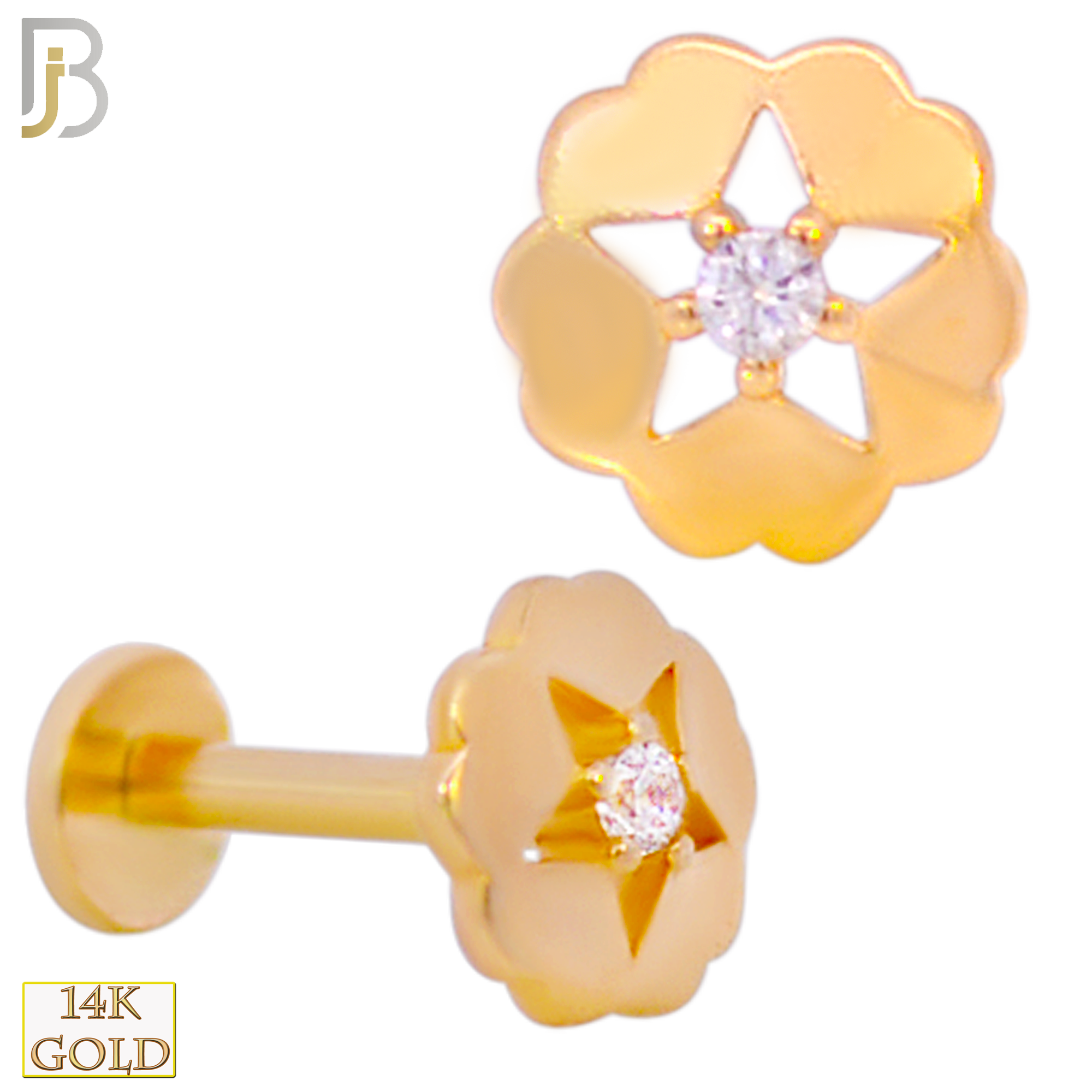 14-LB87 - 14k Yellow Gold Flower with Hollow Star & Center CZ image 0