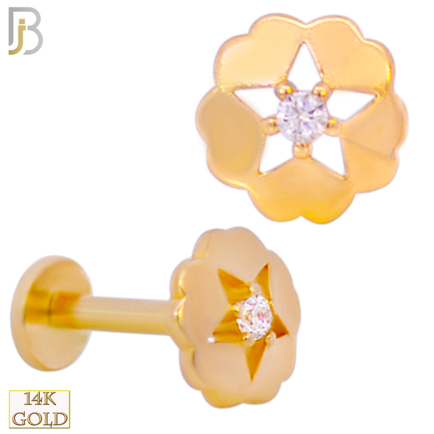 14-LB87 - 14k Yellow Gold Flower with Hollow Star & Center CZ image 0