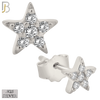 925-ES419 - Push Back - 925 Sterling Silver 5mm Star with Multi CZ Stud Earrings image 0