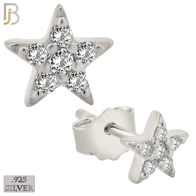 925-ES419 - Push Back - 925 Sterling Silver 5mm Star with Multi CZ Stud Earrings image 0