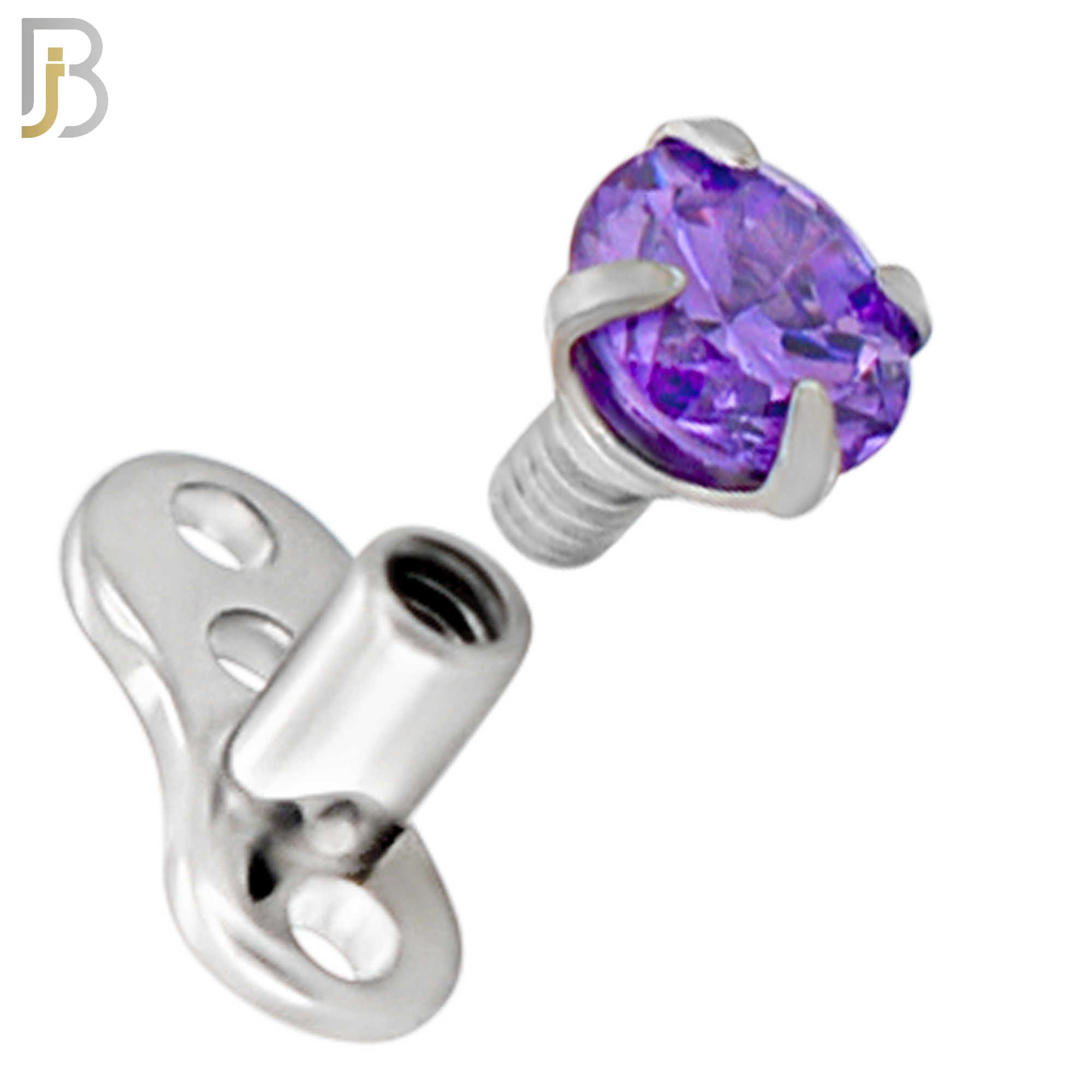 DM04 - 14G Titanium with Surgical Steel  Prong Set CZ Dermal Top Set of 4 Top image 2