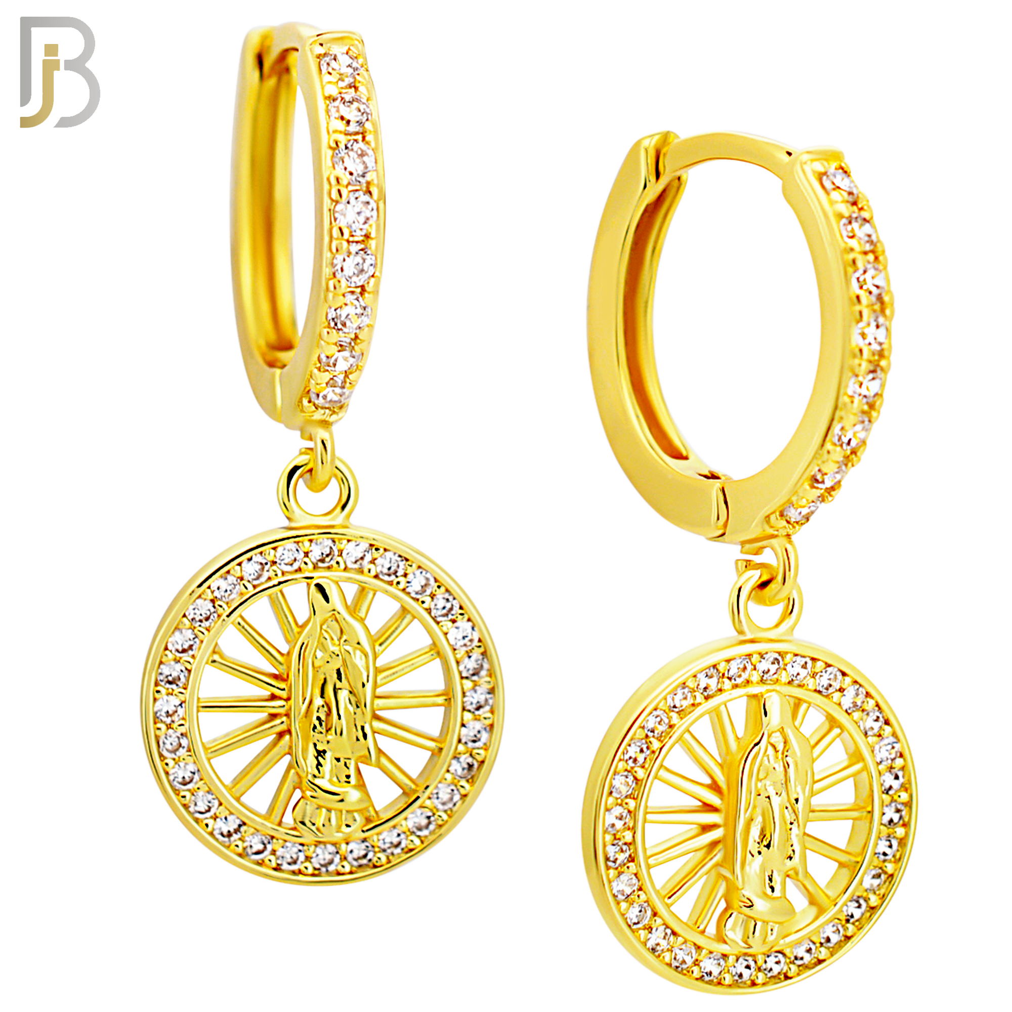 ES491 - 316L Stainless Steel Dangling Miraculous With Multi CZ Halo Huggies Earrings image 2