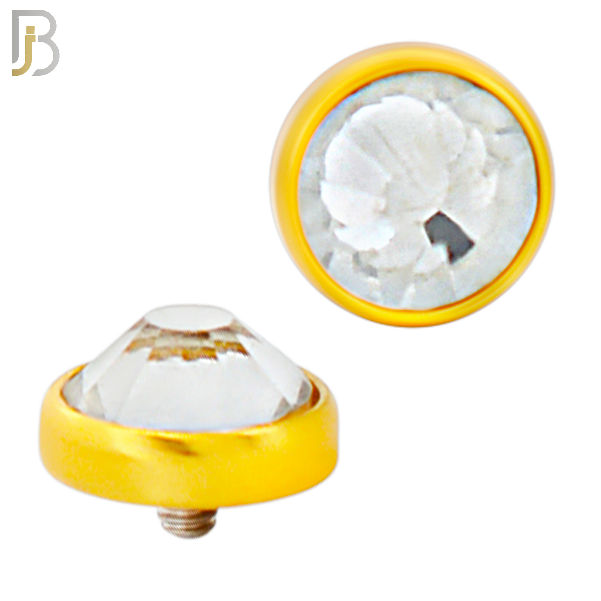 DM01GC -  Gold Plated Surgical Steel Dermal Bezel Clear Cubic Zirconia 1.2mm Screw Top (PACK OF 6) image 4