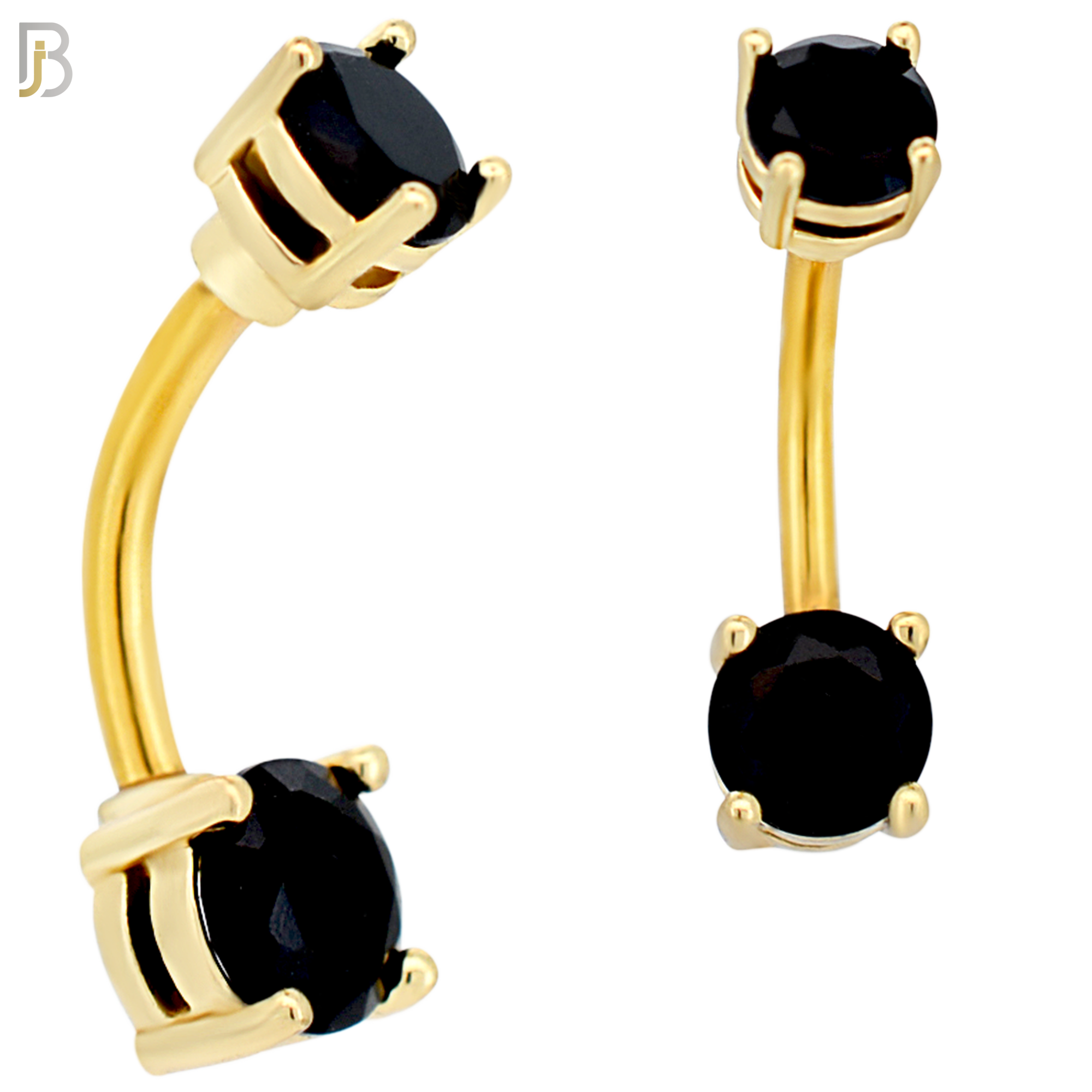 NB04G - 316L Stainless Steel Plated Round Prong Setting Zircon  Banana Belly Navel Ring (PACK OF 6) image 9