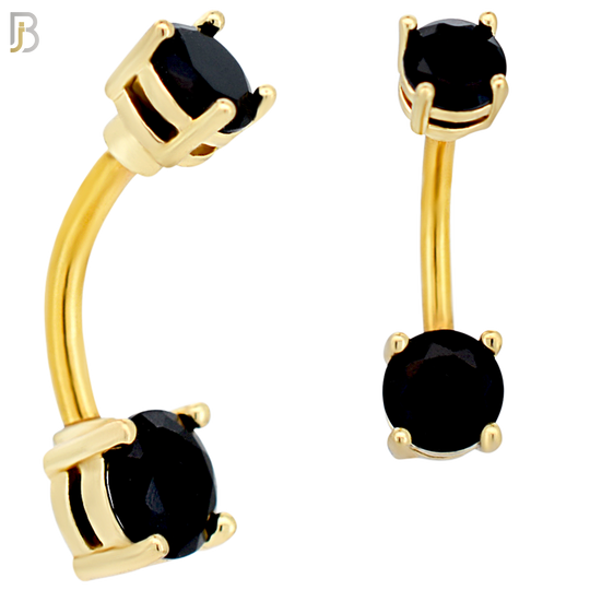 NB04G - 316L Stainless Steel Plated Round Prong Setting Zircon  Banana Belly Navel Ring (PACK OF 6) image 9