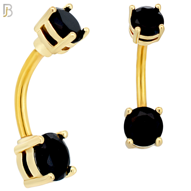 NB04G - 316L Stainless Steel Plated Round Prong Setting Zircon  Banana Belly Navel Ring (PACK OF 6) image 9