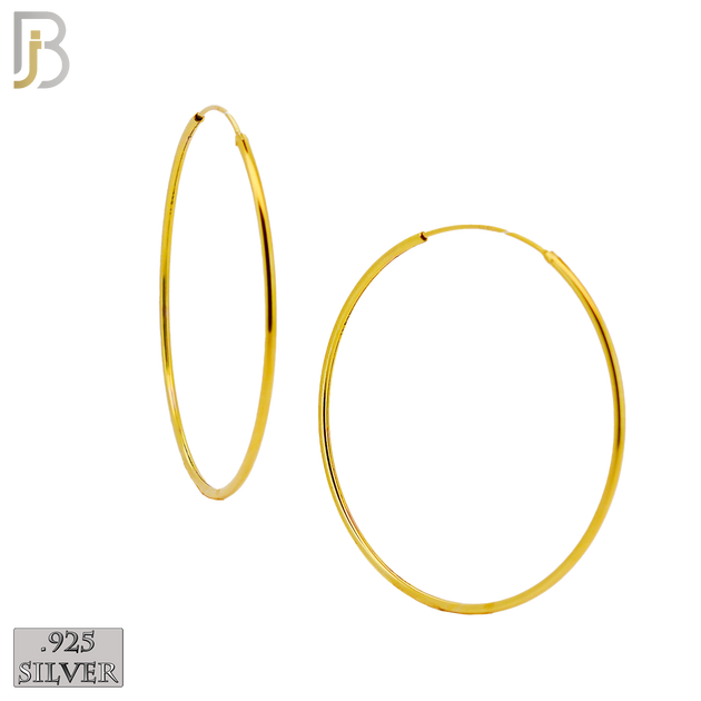 925-ES310G - .925 Sterling Silver in Gold Plating Plain Hoop Earrings image 9