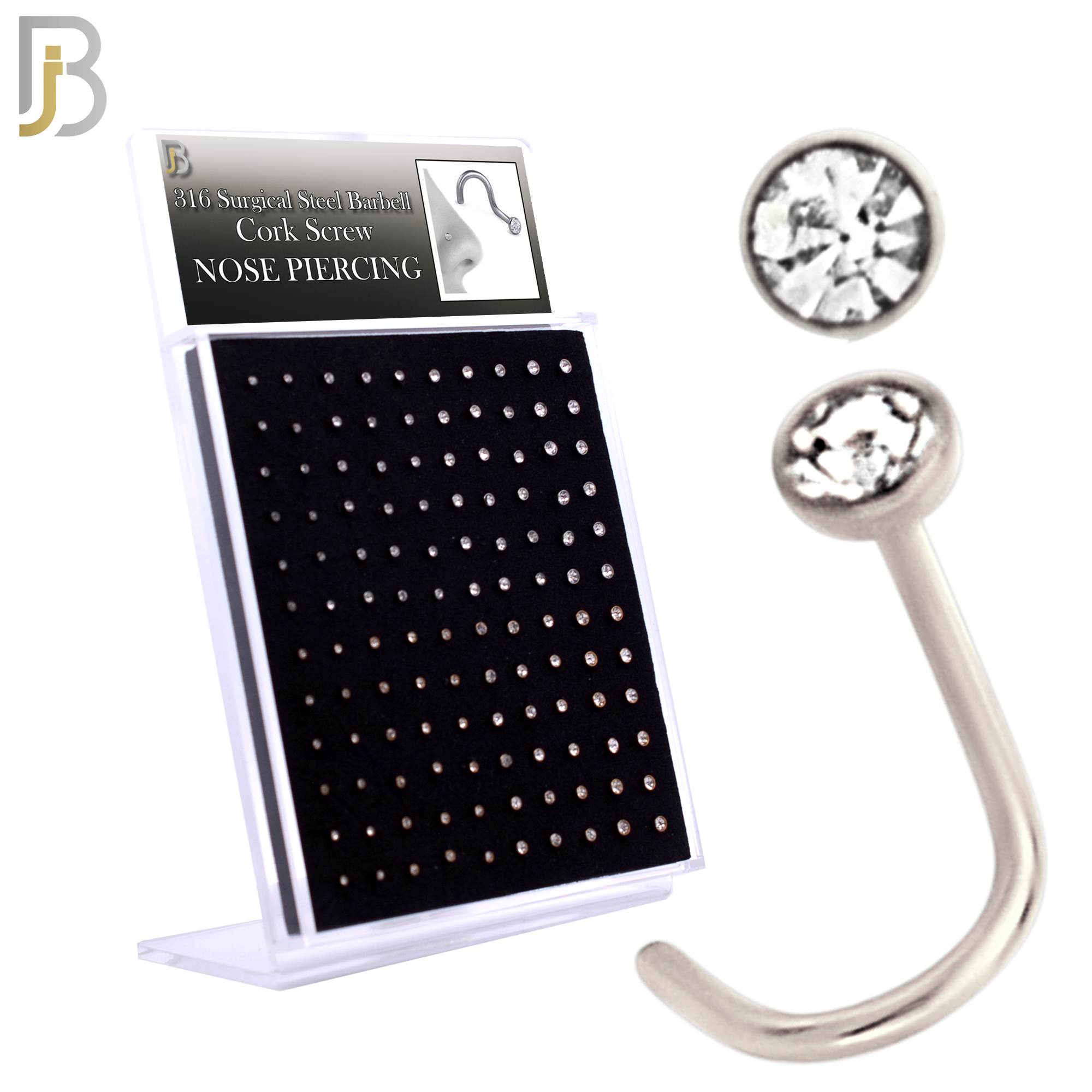 PK-NR36M3 - 316 Surgical Steel Nose Screw with Bezel Set Zircon image 0