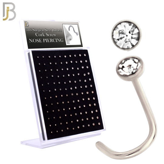 PK-NR36M3 - 316 Surgical Steel Nose Screw with Bezel Set Zircon image 0