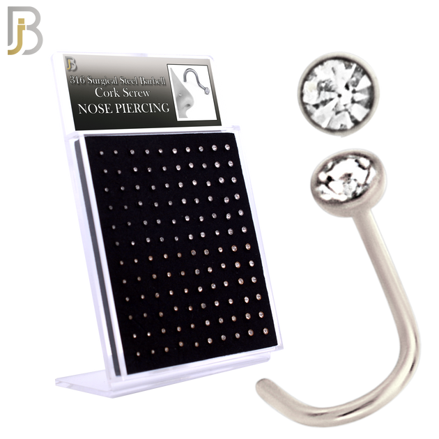 PK-NR36M3 - 316 Surgical Steel Nose Screw with Bezel Set Zircon image 0