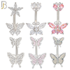 PK-NB60M - 316L Surgical Steel All Butterfly Design Banana Belly Ring - Pack of 24 image 1