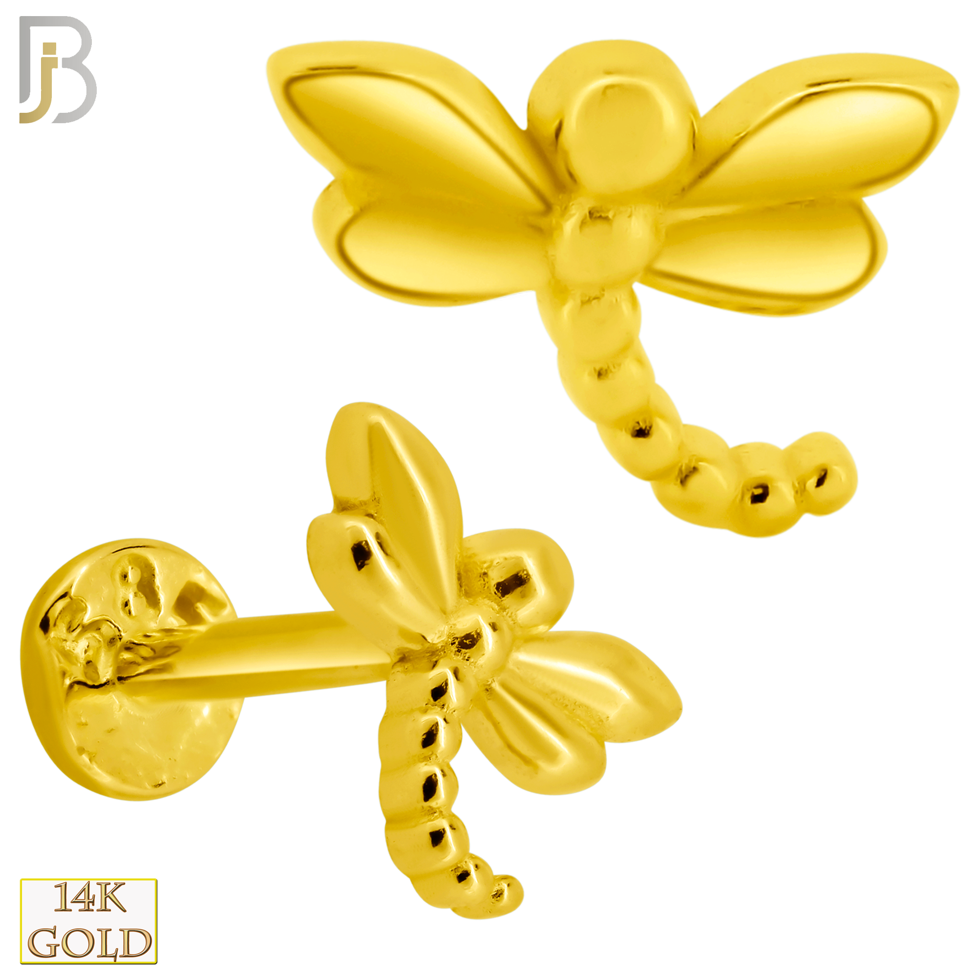 14-LB61 - 14k Yellow Gold 16g Plain Dragonfly Labret image 0