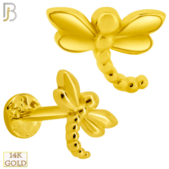 14-LB61 - 14k Yellow Gold 16g Plain Dragonfly Labret image 0