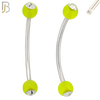 EC07G - 316L Surgical Steel Glow in the Dark Acrylic Ball with Clear Zircon Curved Barbell Externally Threaded (PACK OF 6) image 4