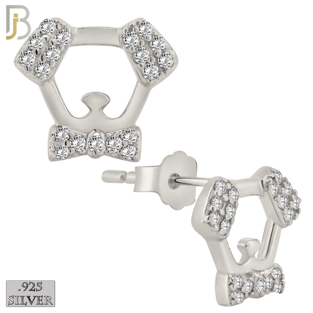 925-ES382 - .925 Sterling Silver Schnauzer Dog with CZ Stud Earrings image 1