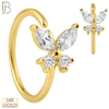 14-CT65C - 14K Solid Gold Butterfly with Zircon Nose Hoops image 0